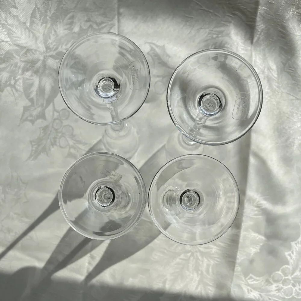 Set of 4 Crate & Barrel Slovakia Tall Stemmed 7” Crystal Cordial Liqueur Glasses